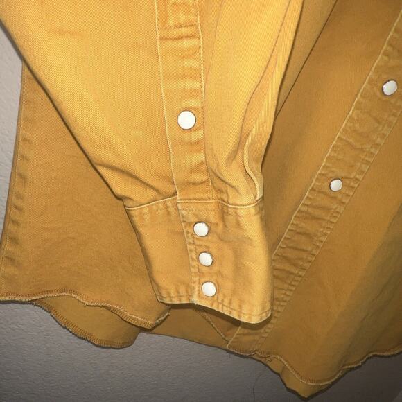 VTG WRANGLER Yellow Gold Western Shirt Pearl Snap 17 1/2 X 35 Work Shirt RARE - Picture 9 of 11